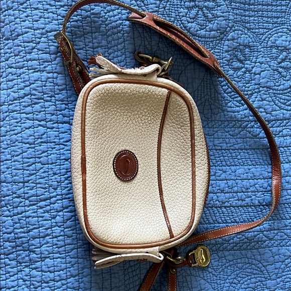 Dooney & Bourke Handbags - Dooney & Bourke Cream and Brown Leather Crossbody Bag